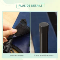 PawHut Lit pour chien chat lit de camp grand confort sur pieds tissu oxford textilène micro-perforé 76L x 61l x 18H cm bleu marine noir(m-6)