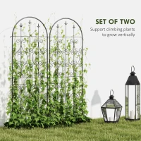 Outsunny Set of 2 Metal Garden Trellis, Decorative Trellis Panels for Climbing Outdoor Plants, Vegetables, Vines, Flowers, 150 x 50 cm, Scrollwork Design(m-4)