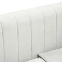 HOMCOM Divano 3 Posti in Velluto Grigio con 5 Piedini e Doghe, 199x72x75cm(m-8)