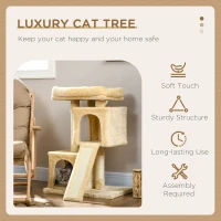 PawHut Sisal Cat Rest & Play Activity Tree w/ 2 House Cream White(m-4)
