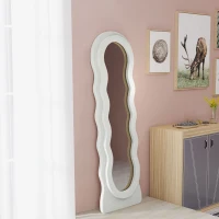 HOMCOM Wavy Velvet-Feel Full Length Mirror - White(m-8)
