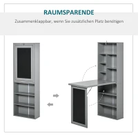 HOMCOM Schreibtisch Esstisch klappbar mit 6 Fächer Bücherregal mit 3 Regale Computertisch Bürotisch E1 Spanplatte Metallrahmen Dunkelgrau 98 x 51 x 153 cm(m-6)