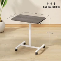 HOMCOM 75-115cm Manual Adjustable Sit-To-Stand Desk - White/Grey(m-3)
