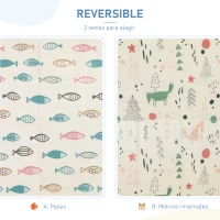 HOMCOM Alfombra Infantil Plegable Acolchado 2 Caras Alfombrilla de Juegos para Bebé Reversible Impermeable Antideslizantes con Superficie Grande 200x150 cm Multicolor(m-4)