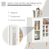 HOMCOM Credenza Moderna da Cucina con Cantinetta Vini 12 Bottiglie, Cassetto e Armadietti in Legno 100x33x80cm Bianco(m-6)