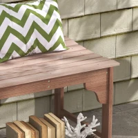 Outsunny Banc de jardin 2 places banc d'extérieur sans dossier assise à lattes cadre en bois pour jardin, terrasse, cour(m-9)