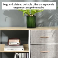 HOMCOM Lot de 2 commodes meuble de rangement chiffonnier tiroirs amovibles étagères et grand plateau beige(m-5)