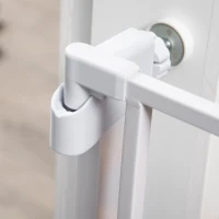 PawHut Adjustable Pet Safety Gate Dog Barrier Home Fence Room Divider Stair Guard Mounting White (76 H x 75-82W cm)(m-9)