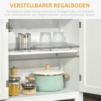 HOMCOM Küchenschrank, 2 Regalfächer, Vitrine, Schrankfach, weiß, 60 x 29 x 162 cm(m-6)