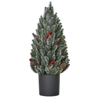 HOMCOM Mini Weihnachtsbaum mit Tannenzapfen, roten Beeren und Übertop 50 cm hoch, Mehrfarbig(m-9)