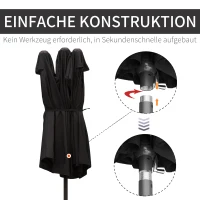 Outsunny Doppelsonnenschirm 455 x 270 cm Gartenschirm mit Handkurbel oval stabil Metallstange Marktschirm Doppelsonnenschirm Terrassenschirm Sonnenschutz für Strand Balkon Terrasse Garten Schwarz(m-6)