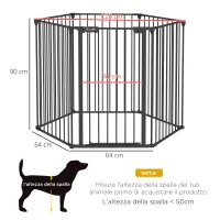 PawHut Cancellino per Cani Taglia Media Pieghevole e Modulabile in Metallo e Plastica, 123x102x90 cm, Nero(m-3)
