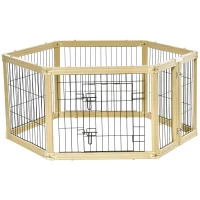 PawHut Parc enclos modulable parc à chiot pliable pour animaux 6 panneaux avec porte verrouillable 70 x 62 cm(m-1)