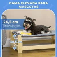 PawHut Cama Elevada para Perros Cama para Mascotas Medianas y Pequeñas con Cojín Carga 15 kg 90x50x28 cm Gris(m-4)