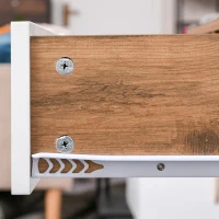 HOMCOM Console Table Sofa Side Desk with 2 Drawers Solid Pine Wood Legs for Living Room Entryway Bedroom Brown and White(m-9)