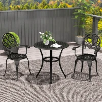 Outsunny Three-Piece Elegant Aluminium Garden Set - Black(m-2)