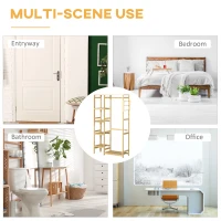 HOMCOM Bamboo Garment Rack, Clothes Rack with Storage Shelf, Hanging Rail and Side Hooks for Entryway, Bedroom, Bathroom and Office, Natural(m-6)