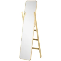 HOMCOM Espejo de Pie de Cuerpo Entero con Perchero para Dormitorio Entrada Salón 40x35x147 cm Natural(m-11)