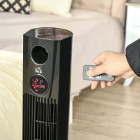HOMCOM Turmventilator mit Fernbedienung 45W 70° Oszillation Säulenventilator Ventilator mit Aroma-Diffusor Timer-Funktion 3 Belüftungsstufen Schwarz(m-8)