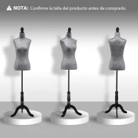 HOMCOM Maniquí de Costura Ajustable a 130-168 cm con Trípode de Madera para Fotografía de Moda Exposición de Prendas Gris(m-4)