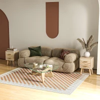 HOMCOM 2-Piece Scandinavian Bedside Tables with Drawers, Bedside Cabinets with Wood Legs, Natural(m-10)