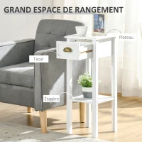 HOMCOM Lot de 2 Tables d'appoint Bout de canapé guéridon - tiroir, étagère - dim. 30L x 30l x 75H cm - poignées coquilles Laiton Vieilli MDF Blanc(m-4)