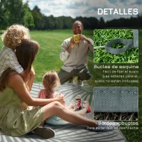 Outsunny Alfombra de Exterior Reversible 365x274 cm con Patrón de Hojas de Pino y Bolsa de Transporte Impermeable Verde y Crema(m-8)