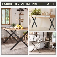 HOMCOM Lot de 2 pieds de table en acier forme en croix - 72H cm - design industriel(m-7)