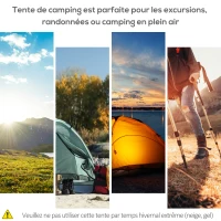 Outsunny Tente pop up tente de camping 3-4 pers. tente dôme étanche légère ventilée facile à monter 2 grandes portes dim. 2,6L x 2,6l x 1,5H m fibre verre polyester oxford vert gris(m-7)