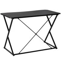 HOMCOM Scrivania per Camera e Ufficio Compatta e Salvaspazio, Scrivania Moderna in Metallo e MDF 100x60x75.5cm Nero(m-1)