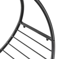 Outsunny Portalegna in Metallo per Interni ed Esterni per Camino, Porta Legna da Interno con Forma a Cesto, 45x29.5x47cm, Nero(m-8)