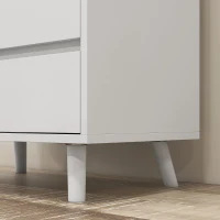 HOMCOM Alacena de Cocina Aparador con 2 Puertas de Vidrio Compartimentos 4 Cajones y Estantes Ajustables 60x35x180 cm Blanco(m-9)