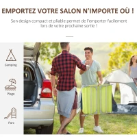Outsunny Bain de soleil transat chaise longue inclinable pliable avec oreiller dossier réglable sur 5 niveaux vert(m-5)