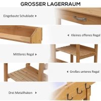 Outsunny Pflanztisch Gärtnertisch Blumentisch mit Wanne Garten Tannenholz Natur 117 x 45 x 121 cm(m-5)