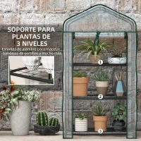 Outsunny Invernadero de Jardín con 3 Estantes 1 Puerta con Cremallera para Cultivo de Plantas 59x39x127 cm Transparente(m-5)
