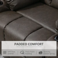 HOMCOM Manual Reclining Chair, Recliner Armchair with Faux Leather, Footrest, Cup Holders, 86x93x102cm, Brown(m-6)