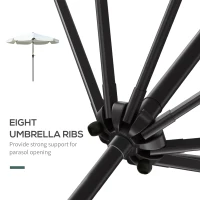 Outsunny 2.7m Patio Parasol Garden Umbrellas Outdoor Sun Shade Table Umbrella with Tilt, Crank, 8 Ribs, Ruffles, White(m-7)