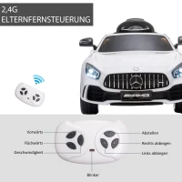 HOMCOM Kinderfahrzeug GTR 12V Mercedes-AMG GTR Elektroauto mit Fernbedienung Musik(MP3/USB) Licht ab 3 Jahren Metall Weiß 105 x 58 x 45 cm(m-6)