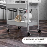 HOMCOM Mehrzweckwagen Rollwagen Küchenwagen, 3 Regale, 4 Rollen, 53,5 cm x 30,5 cm x 75 cm, Weiß(m-5)