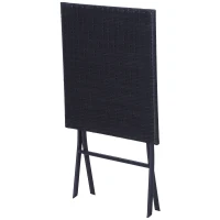 Outsunny Polyrattan Bistroset für 2 Personen Sitzgruppe Rattan Gartenmöbel Set Garnitur Schwarz(m-8)