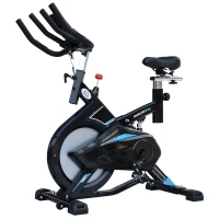 HOMCOM Stationary Exercise Bike w/ iPad Holder, LCD Monitor, Comfortable Seat, Indoor Cycling Training Bike, 13KG Flywheel,  Home Office, Black(m-11)