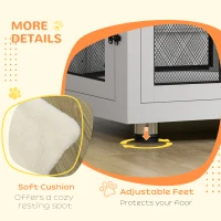 PawHut 2-in-1 Dog Cage & Side Table, with Two Doors, Cushion, for Large Dogs(m-7)