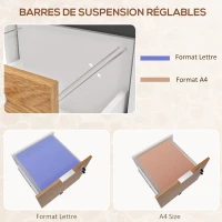 HOMCOM Caisson de bureau, meuble de rangement 2 tiroirs 2 barres pour dossier suspendu, verrouillable avec 2 clés 42x40x60 cm(m-5)