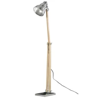 HOMCOM Stehlampe mit Verstellbarem Schirm, Höhenverstellbare Stehleuchte, Standleuchte E27 Fassung, Massivholz Metall, 64 x 18 x 133 cm(m-10)