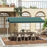 Outsunny Store Double Pente Manuel rétractable métal Polyester imperméabilisé 3,5L x 3l x 2,6H m Vert foncé(m-2)