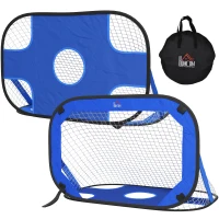 HOMCOM Fußballtore, Pop Up Tor, Tragbares Fußballnetz, 2er Set Minitore, mobil mit Tragetasche, Faltbar, Blau, 123 x 80 x 80 cm(m-10)