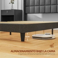 HOMCOM Estructura de Cama 135x190 cm con Cabecera y Espacio de Almacenamiento Debajo de la Cama Carga 300 kg Gris(m-6)