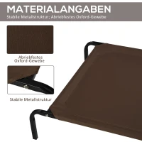 PawHut Hundebett Outdoor Hundeliege Katzenbett mit Mesh Haustierbett Schlafplatz Metall Oxford-Gewebe Kaffee 130 x 80 x 20 cm(m-6)