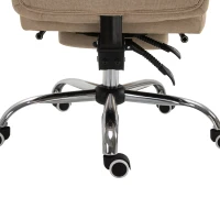HOMCOM Fauteuil de Bureau Chaise de Bureau Ergonomique avec Repose-Pieds Rétractable, Dossier inclinable, tétière et Soutien des Lombaires, Réglable en Hauteur, en tissu Beige(m-9)