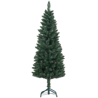 HOMCOM Árbol de Navidad Tipo Lápiz 150 cm con Base Plegable y 317 Ramas para Dormitorio Oficina Verde